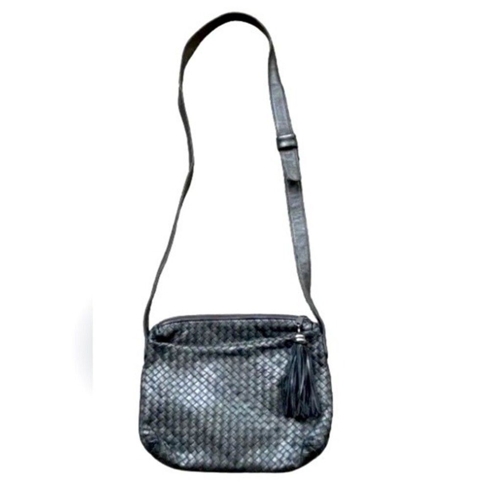 Jay Herbert By Sharif Gray Woven Leather Shoulder Bag Vintage